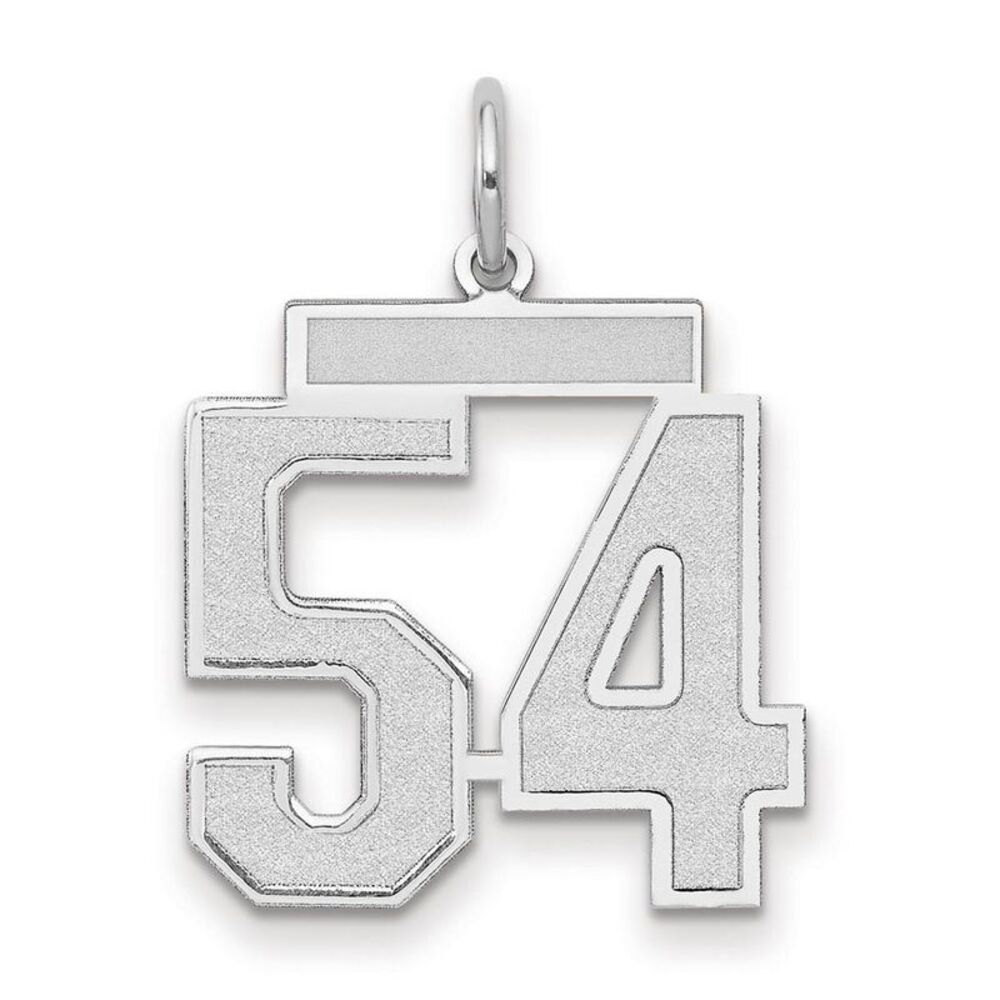 14k White Gold, Jersey Collection, Medium Number 54 Pendant